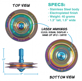 UFO5PSY - Metal spinning top Lubbock Psychedelic Steel