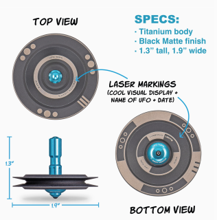 UFO5T - Metall-Kreisel Lubbock schwarzes Titan